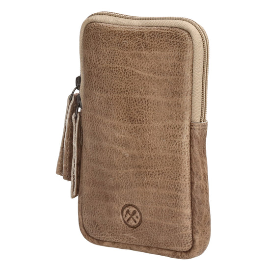 Handytasche | Minibag 10x18cm in Sand|Taupe mit Reißverschluss - leder-accessoires.com