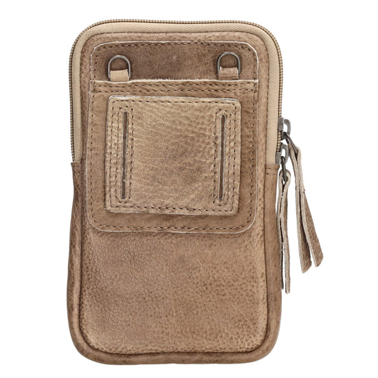 Handytasche | Minibag 10x18cm in Sand|Taupe mit Reißverschluss - leder-accessoires.com