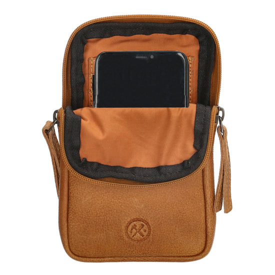 Handytasche | Minibag 10x18cm in Ocker-|Senfgelb mit Reißverschluss - leder-accessoires.com