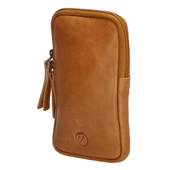 Handytasche | Minibag 10x18cm in Ocker-|Senfgelb mit Reißverschluss - leder-accessoires.com