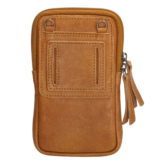 Handytasche | Minibag 10x18cm in Ocker-|Senfgelb mit Reißverschluss - leder-accessoires.com