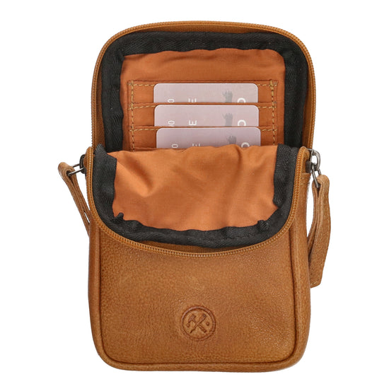 Handytasche | Minibag 10x18cm in Ocker-|Senfgelb mit Reißverschluss - leder-accessoires.com