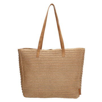 XXL Basttasche 46 x 35cm in Beige mit Reißverschluss