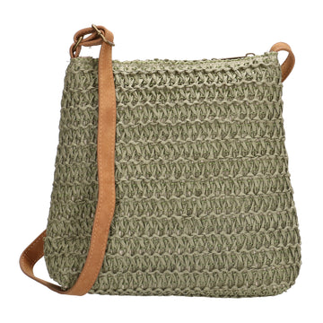Basttasche 20 x 21cm in Olivgrün mit Reißverschluss