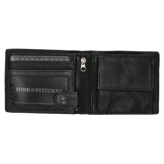 Lederbörse Querformat 11x9cm in Schwarz - leder-accessoires.com