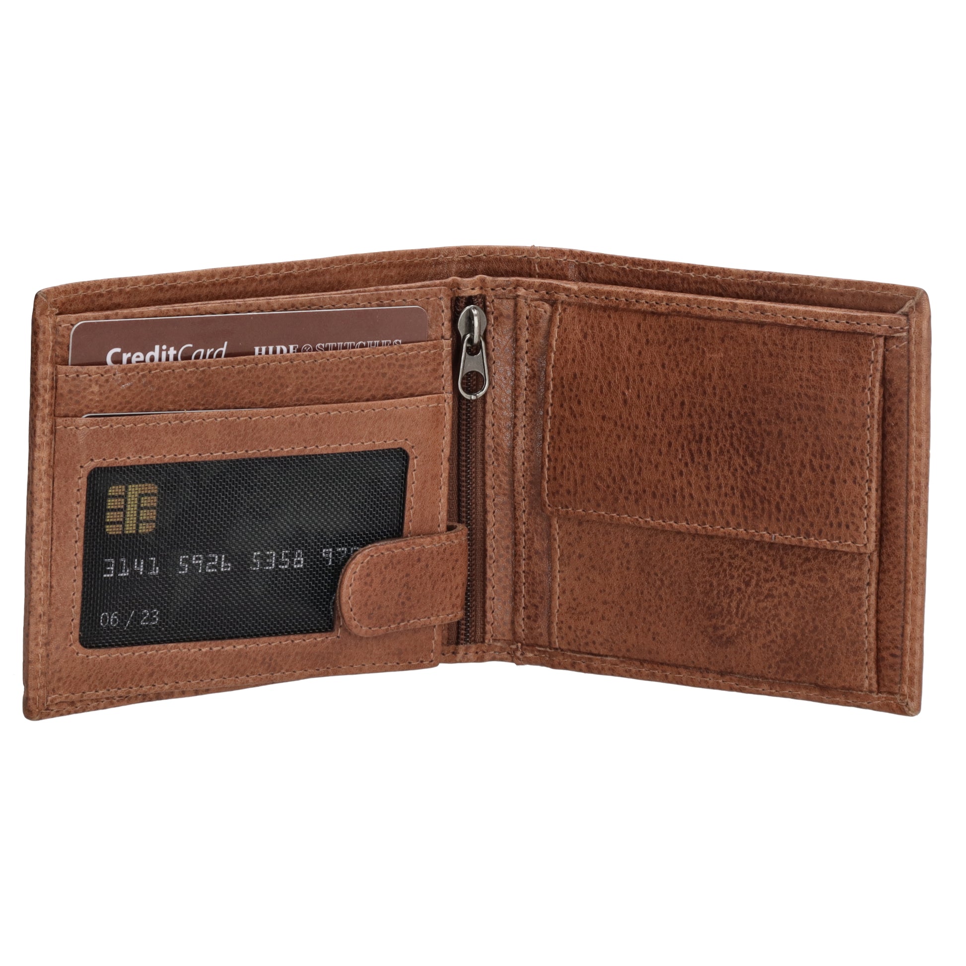 Lederbörse Querformat 11x9cm in Cognac - leder-accessoires.com