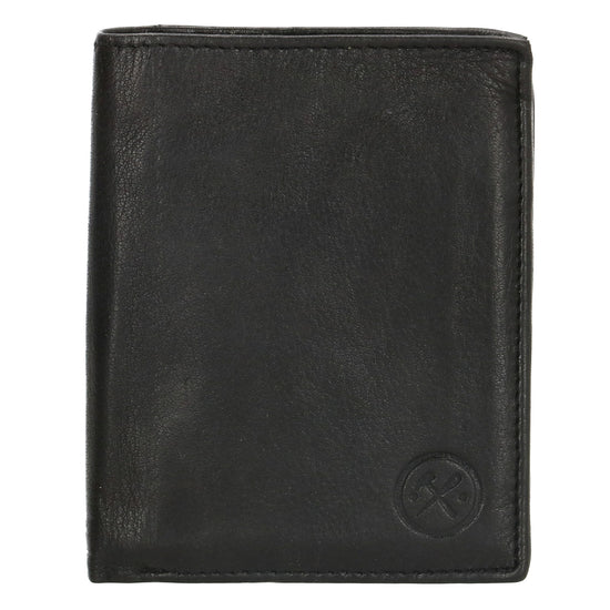 Geldbörse Hochformat 11,5 x 9,5cm mit Riegel in Schwarz aus Leder - leder-accessoires.com
