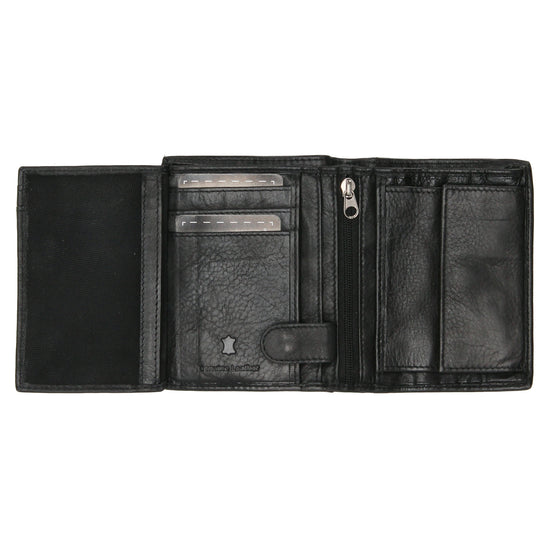 Geldbörse Hochformat 11,5 x 9,5cm mit Riegel in Schwarz aus Leder - leder-accessoires.com
