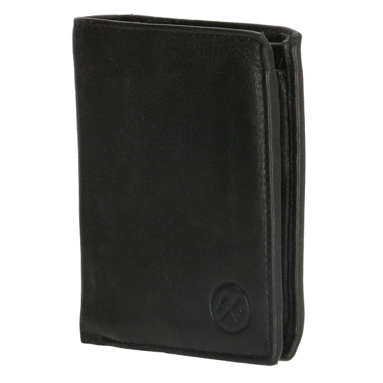 Geldbörse Hochformat 11,5 x 9,5cm mit Riegel in Schwarz aus Leder - leder-accessoires.com