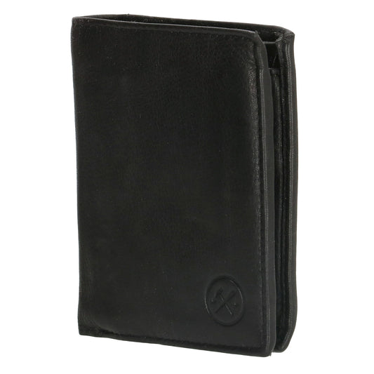 Geldbörse Hochformat 11,5 x 9,5cm mit Riegel in Schwarz aus Leder