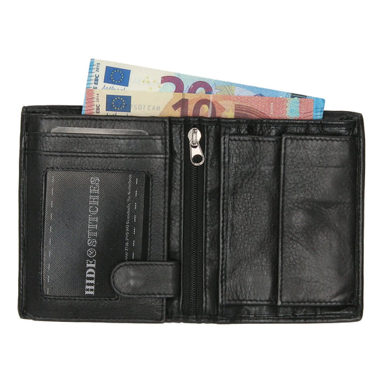 Lederbörse Hochformat 11,5x9,5cm in Schwarz - leder-accessoires.com