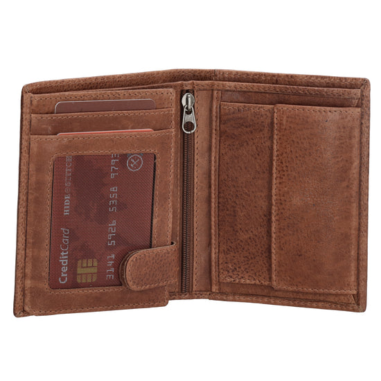 Geldbörse Hochformat 11,5 x 9,5cm mit Riegel in Cognac aus Leder - leder-accessoires.com