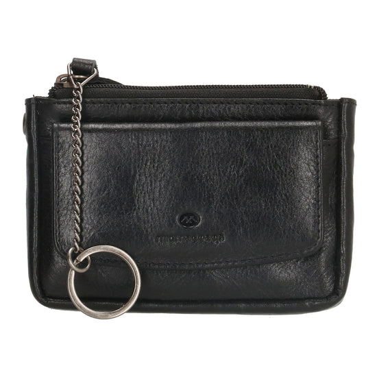 Schlüsseletui 13x7,5cm in Schwarz aus Leder mit Druckknopffach - leder-accessoires.com
