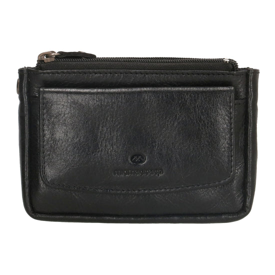 Schlüsseletui 13x7,5cm in Schwarz aus Leder mit Druckknopffach - leder-accessoires.com