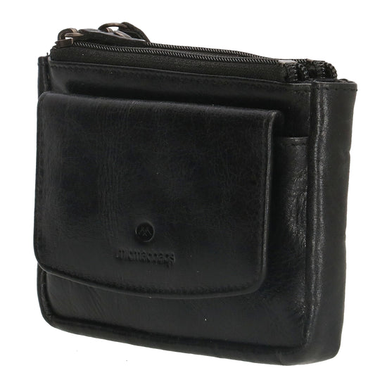 Schlüsseletui 13x7,5cm in Schwarz aus Leder mit Druckknopffach - leder-accessoires.com