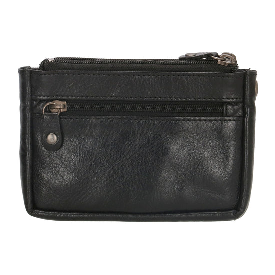 Schlüsseletui 13x7,5cm in Schwarz aus Leder mit Druckknopffach - leder-accessoires.com