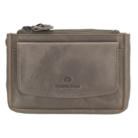 Schlüsseletui 13x7,5cm in Grau aus Leder mit Druckknopffach - leder-accessoires.com