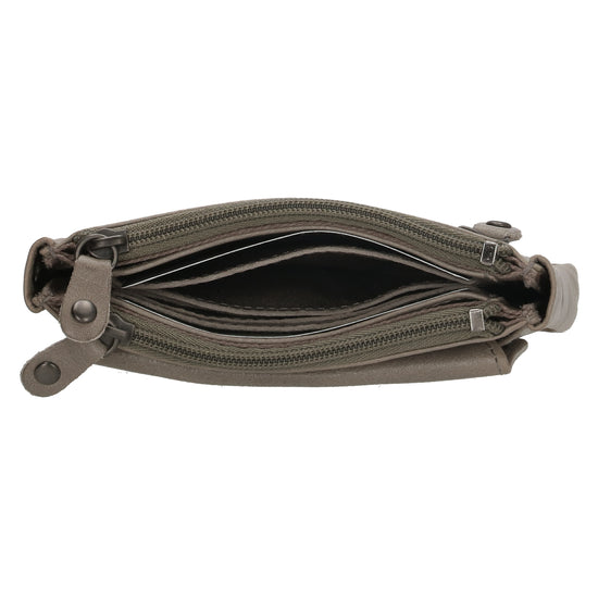 Schlüsseletui 13x7,5cm in Grau aus Leder mit Druckknopffach - leder-accessoires.com