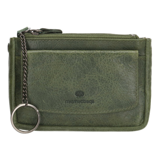 Schlüsseletui 13x7,5cm in Grün aus Leder mit Druckknopffach - leder-accessoires.com