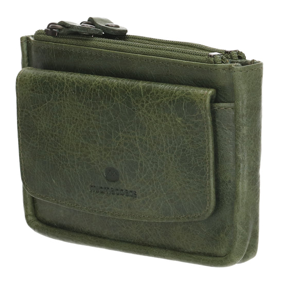 Schlüsseletui 13x7,5cm in Grün aus Leder mit Druckknopffach - leder-accessoires.com