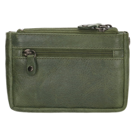 Schlüsseletui 13x7,5cm in Grün aus Leder mit Druckknopffach - leder-accessoires.com