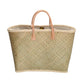 Basttasche 37 x 35 x 23cm in Beige mit Kordelverschluss