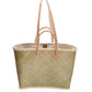 Basttasche 37 x 35 x 23cm in Beige mit Kordelverschluss