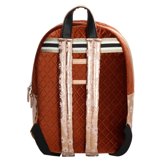 Kinderrucksack 27x34cm mit Blumen-Muster in Rosé-Metallic - leder-accessoires.com