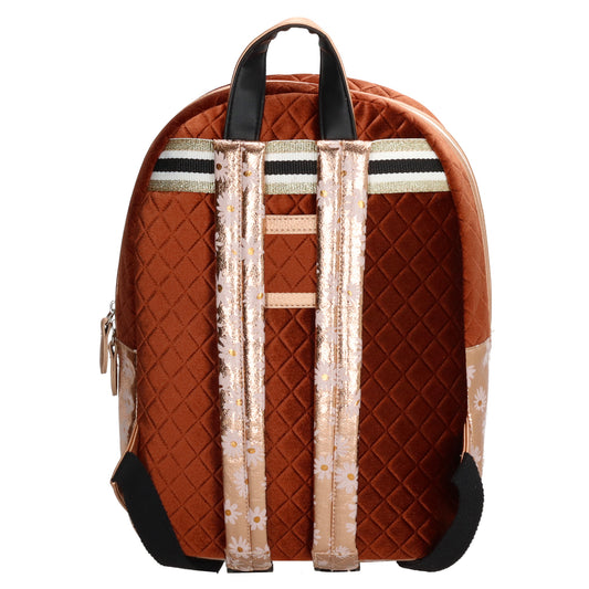 Kinderrucksack 27x34cm mit Blumen-Muster in Rosé-Metallic