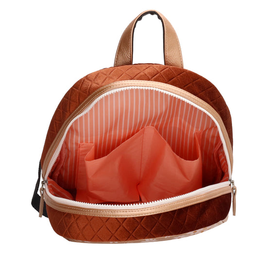 Kinderrucksack 27x34cm mit Blumen-Muster in Rosé-Metallic - leder-accessoires.com
