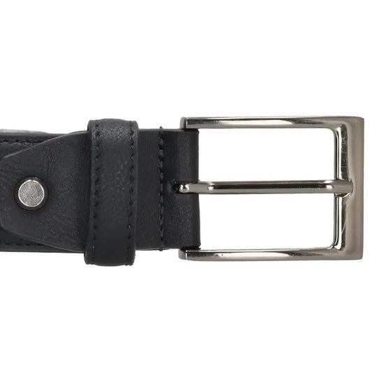 Business-|-Anzugsgürtel 35mm Schwarz abgenäht mit Dornschließe - leder-accessoires.com