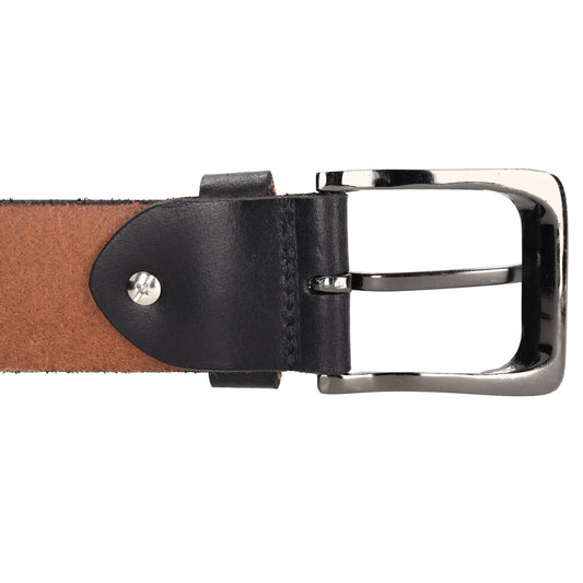 Schwarzer Vollrindleder Jeansgürtel 4cm breit für Übergrößen