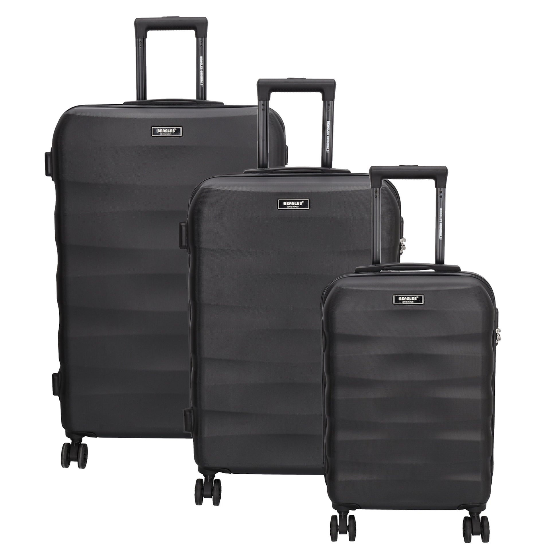 Hartschalen Kofferset in Schwarz 3-teilig aus ABS mit Schloss - leder-accessoires.com