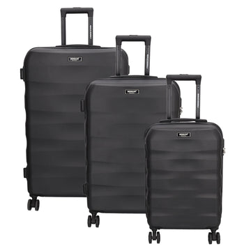 Hartschalen Kofferset in Schwarz 3-teilig aus ABS mit Schloss - leder-accessoires.com