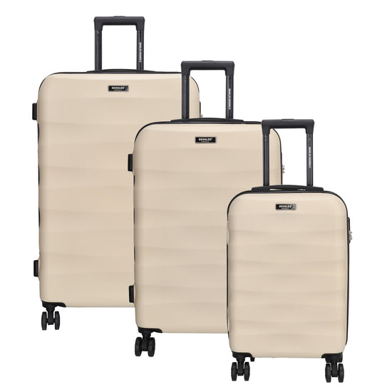 Hartschalen Kofferset in Beige 3-teilig aus ABS mit Rollen - leder-accessoires.com