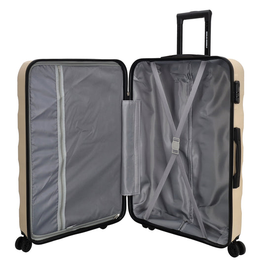 Hartschalen Kofferset in Beige 3-teilig aus ABS mit Rollen - leder-accessoires.com