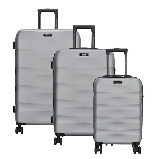 Hartschalen Kofferset in Silber 3-teilig aus ABS mit Schloss - leder-accessoires.com