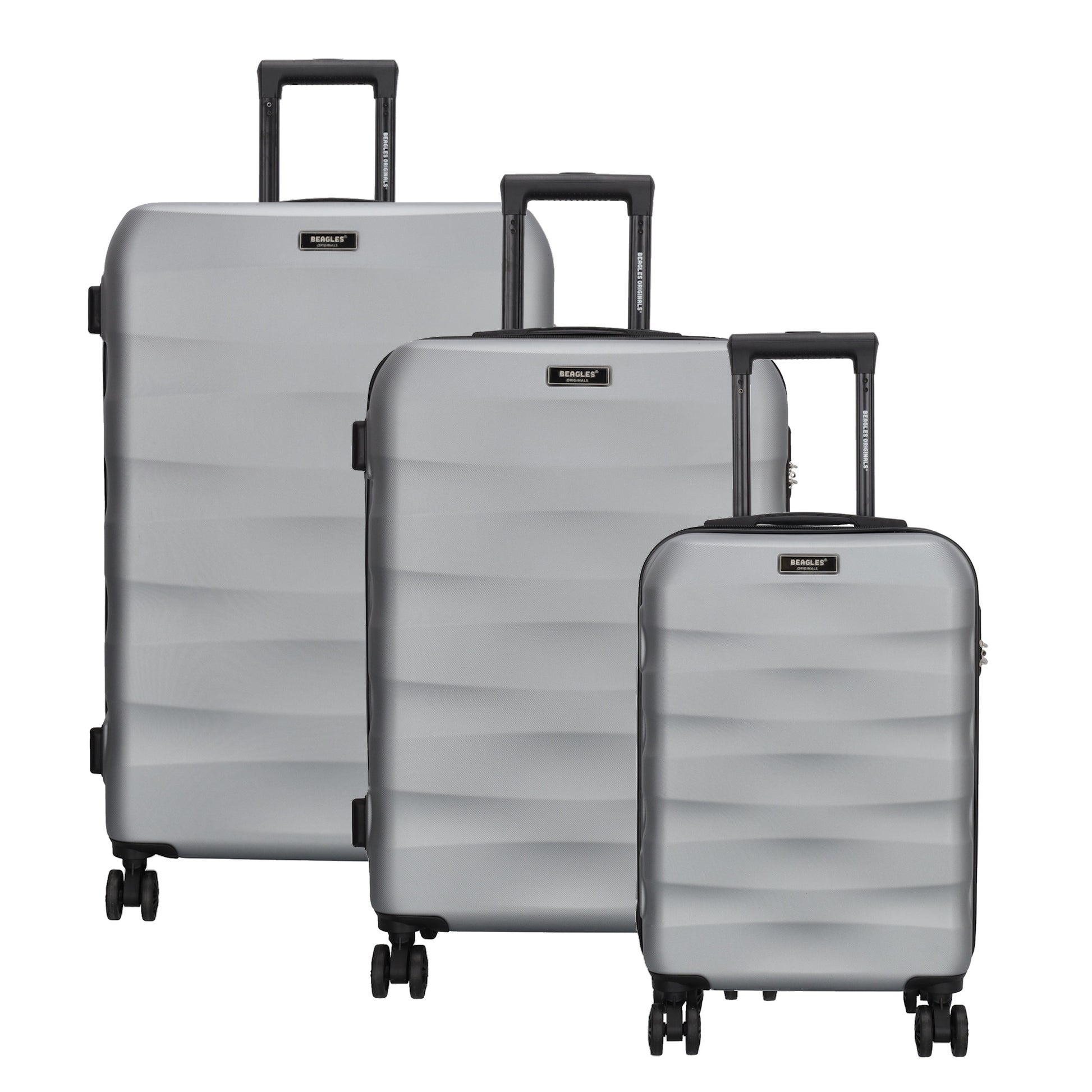Hartschalen Kofferset in Silber 3-teilig aus ABS mit Schloss - leder-accessoires.com
