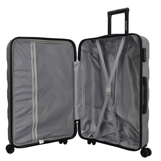 Hartschalen Kofferset in Silber 3-teilig aus ABS mit Schloss - leder-accessoires.com