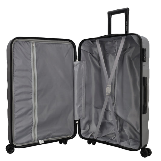 Hartschalen Kofferset in Silber 3-teilig aus ABS mit Schloss - leder-accessoires.com