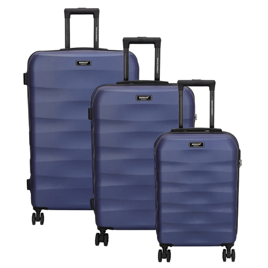 Hartschalen Kofferset in Blau 3-teilig aus ABS mit Rollen - leder-accessoires.com