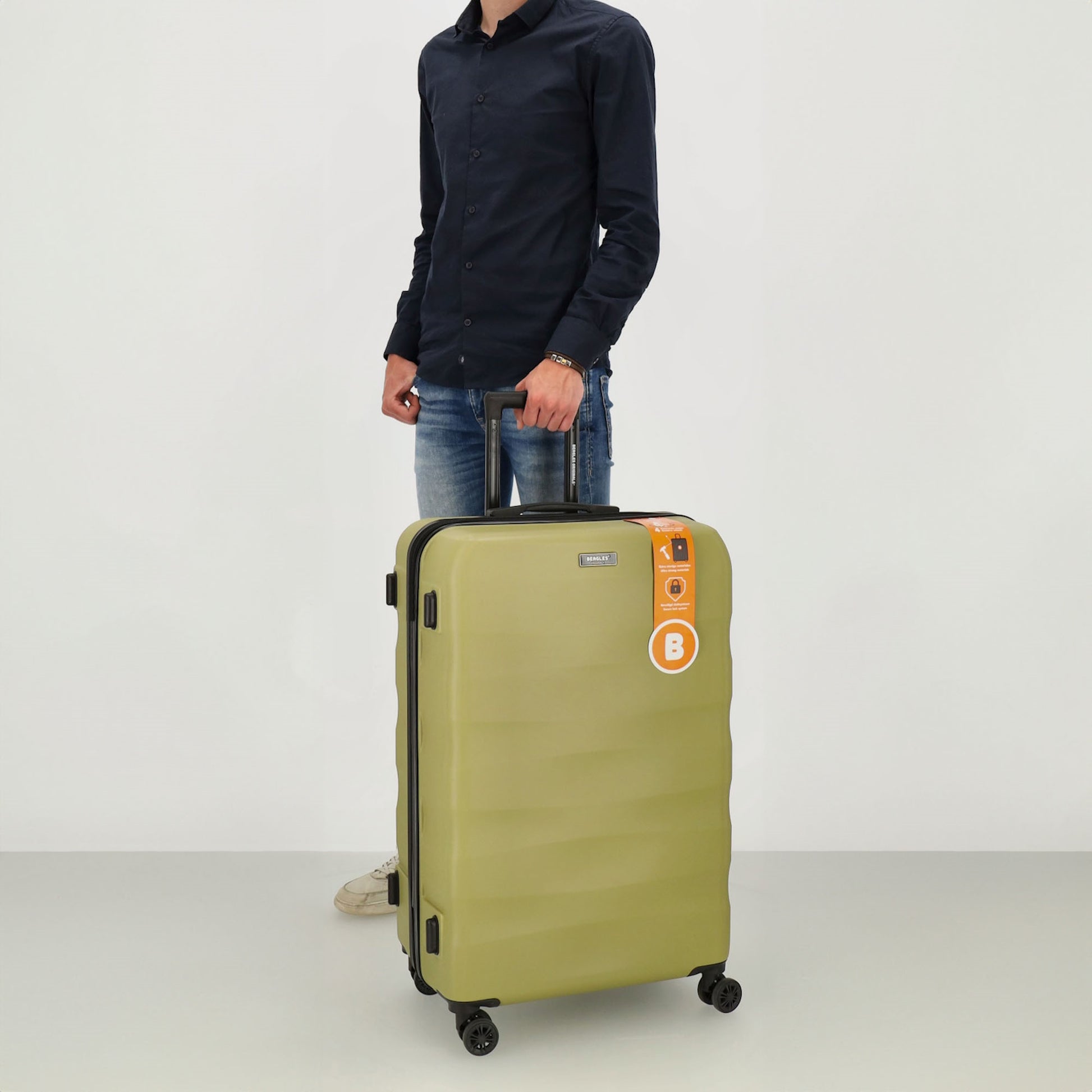 Reisetrolley 76cm in Olivgrün mit 4-Rad aus ABS - leder-accessoires.com