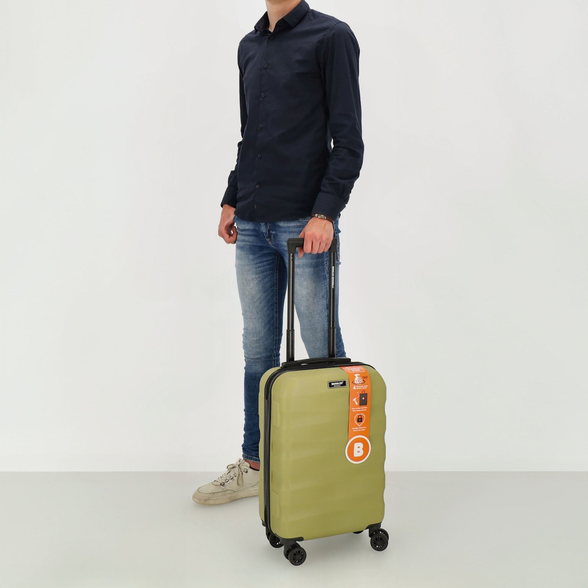 Reisetrolley|Handgepäck in Olivgrün mit 4-Rad aus ABS - leder-accessoires.com