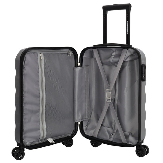 Reisetrolley|Handgepäck in Silber mit 4-Rad aus ABS - leder-accessoires.com