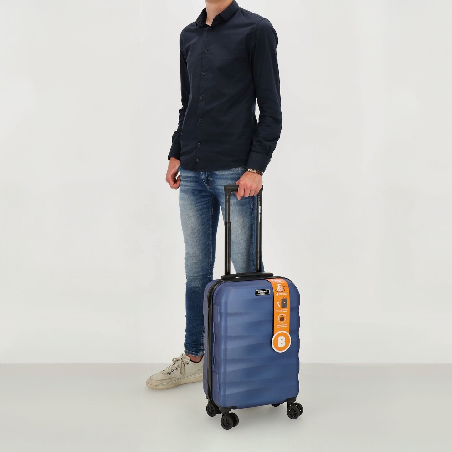 Reisetrolley|Handgepäck in Blau mit 4-Rad aus ABS