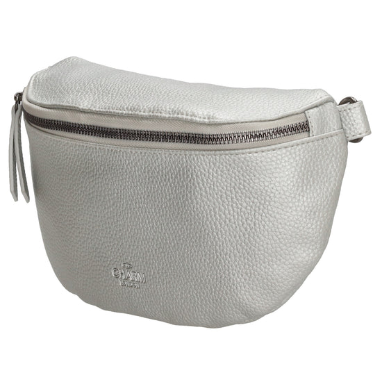 Bodybag 23,5 x 15cm in Lederoptik Silber - leder-accessoires.com