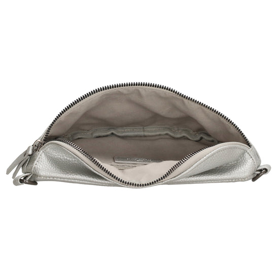 Bodybag 23,5 x 15cm in Lederoptik Silber - leder-accessoires.com