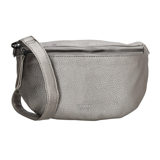 Bodybag 23,5 x 15cm in Lederoptik Silber Metallic - leder-accessoires.com