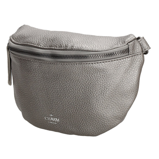 Bodybag 23,5 x 15cm in Lederoptik Silber Metallic - leder-accessoires.com
