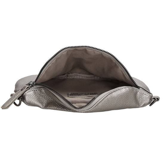 Bodybag 23,5 x 15cm in Lederoptik Silber Metallic - leder-accessoires.com